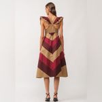 Sofie the Label Jamie Cotton Colorblock Midi Dress Ruffle Sleeve Pockets M Brown Size M Photo 3
