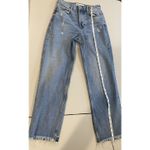 ZARA Jeans Women 26" Straight High Rise Raw Hem Distressed Travel Casual Norm Photo 6