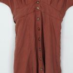 Quince Womens Rust Brown V Neck Short Sleeve Tencel Button Mini Dress Size S Photo 2