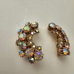 AB Rhinestones ear crawler Gold Tone metal clip on Vintage Statement Earrings Photo 1