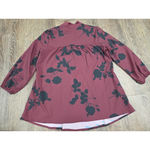 Eshakti  Wayward Fancies Dark Wine Red Black Floral Blouse Tunic Size XS/2 Photo 4