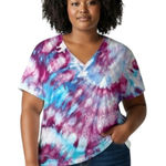 Talbots Large Top Handmade Tie Dye Purple Blue Spiral Boho Festival Knit 1751 Photo 0