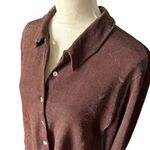 GEMILLI Blouse Size Large Brown Metallic Sheen Button Up Collared 90’s Vintage Photo 2