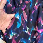 Lucca Couture  Navy Blue Floral V-Neck Romper Sheer Sleeves Size Small EUC #5858 Photo 4