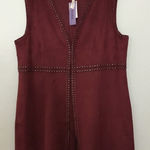 Premise 💛 NWT 💛 BOHEMIAN FAUX SUEDE LONG STUDDED VEST CRANBERRY COLOR SIZE MED. Photo 0