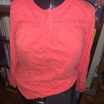 Lucky Brand  coral embroidered boho S peasant blouse Photo 0