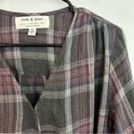 Anthropologie Cloth & Stone Anthropolgie Lara Grey/Pink Plaid Wrap Flannel Long Sleeve Small Photo 5