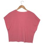 ZARA Top Womens L V Neck Ribbed Cropped Short Dolman Sleeve Raw Hem Pink Photo 1