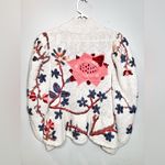 Ulla Johnson RARE  Palma Embroidered Knit Peplum Sweater Crocheted Handmade Sz ML Photo 6