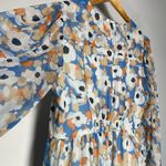 Joie  Floral Field Blue Maxi Tiered V Neck Dress Orange Long Sleeve Cottagecore Photo 7