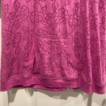 Bold Spirit Size XL Pink Semi Sheer Rose Floral Short Sleeve Pullover Hoodie Top Photo 3