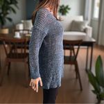 Lucky Brand Blue Marled Knit Open-Stitch Sweater Pullover Tunic Size M Photo 1