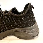 Bebe Leyla Lace-Up Rhinestone Sneakers Women's 8.5 Black Textile Upper NWOT Photo 5