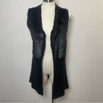 Valerie Stevens Black Faux Fur Knit Vest Size S | Longline Open Front Layering Photo 1