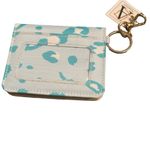 Mary square leopard pint key chain wallet card case NWT Blue Photo 1