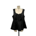 Torrid  Black Faux Leather Lace-Up Peplum Top Plus Size‎ 1X Photo 2