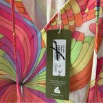 Trina Turk ‎ Verbenia Sleeveless Abstract-Print Ruffle Top Medium Pink Orange Photo 3