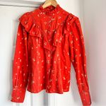 Sézane RARE Sezane Fares Embroidered Ruffled Button Up Blouse Photo 1