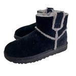 UGG  Women's Classic Mini Spill Seam Shearling Boot Black Suede Sheepskin Photo 1