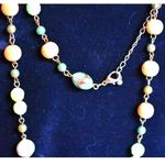 Source Unknown Vintage Jade Green Glass/Brown Wood Multi Color Beaded Gold Tone Necklace Photo 1