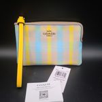 Coach Wristlet Bright Maize Plaid Corner Zip New With Tags Photo 3