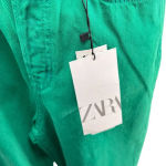ZARA Washed Green High Waisted Denim Straight Cropped Jeans Size 0 Photo 10
