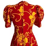 Yoshimi Fukumura Hawaiian Dress red yellow hibiscus puff sleeve size small Photo 4
