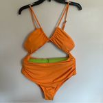 Source Unknown Women’s One Piece Orange Swimsuit Open‎ Abdomen Area Size XL Photo 1
