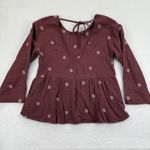 Madewell Embroidered Floral Peplum Top Gauze Tie Back Maroon Womens Size S Photo 8