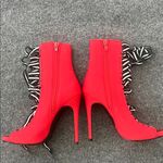 EGO Steve Madden Red Lace-Up Peep Toe Booties – Size 6M Photo 6