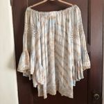 Surf Gypsy  | Brown and Blue Swim Cover Up Dress Off Shoulder Bell Sleeves Small Photo 1