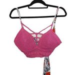 Madden NYC Crochet Pink Size Large L Crop Top Tie Floral Boho Festival Chic Photo 0