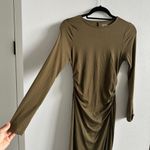 OGL Light Thermal Tencel Asymmetrical Midi Dress Olive Berry Size Medium Green Photo 2