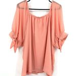Lauren Conrad Sz XXL Blouse Pink Button Front Cold Shoulder Cute Preppy Boho NWT Photo 1