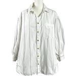 Free People Oversized Happy Hour Stripe Button Down Top White Black Large Preppy Photo 6