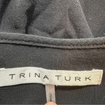 Trina Turk black crepe short sleeve tie front blouse top women's S neck detail Photo 4