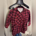 Flying Tomato Anthropologie  Red and Black Plaid Pleated Coat Jacket Size L Photo 0