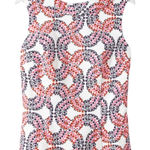 Boden‎ Women's Rollneck Martha Sleeveless Top Floral White Pink Navy Blue 14 Photo 0