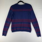 Maison Jules Crewneck Pullover Sweater Women’s Size Medium Blue Red Striped Photo 3