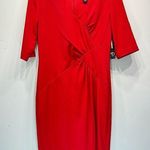 Red Dress by New Directions Half Sleeve Patchwork Pleated Front Form Fitting Size 10 Photo 0