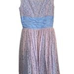 Vintage 50s Ice Blue taffeta & Pink Lace formal party prom bridesmaid dress Photo 1