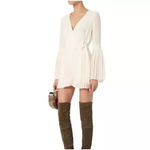 Intermix NWT  Women’s Small Kingston‎ Pleated Long Sleeve Ivory Wrap Skort Romper Photo 1