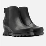 Sorel Joan Of Arctic Wedge III Chelsea Boot Black Sea Salt Leather Size 9.5 Photo 0