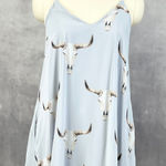 Peach Love California Womens Dress M Bull Skull Print Western Boho Rodeo USA Photo 0