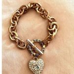 G by Guess rose gold rhinestone heart toggle bracelet Photo 8
