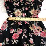 Active USA Romper Off Shoulder Small Black Floral Elastic Waist Tie Front Photo 4