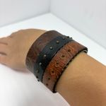 Diesel Vintage Brown Embossed Leather and metal bracelet, one size-fits most Photo 8