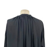 Aritzia  Babaton‎ Blouse Top Button Down Collarless Long Sleeve Satin Black Small Photo 5