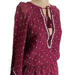 Paige  size Small Mini Dress Cherry Red Shanti Long Sleeve Polka Dot Embroidered Photo 4