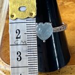 Genuine Aquamarine Sterling Silver Heart Ring Size 9.75 Photo 6